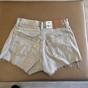 Levi's Women's 501 Cut Off Jean Shorts High Rise Button Fly Tan Denim Size 27